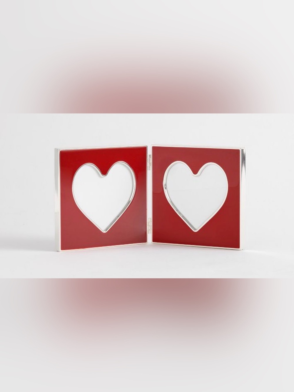 Pottery Barn Red Double Heart Photo Frame